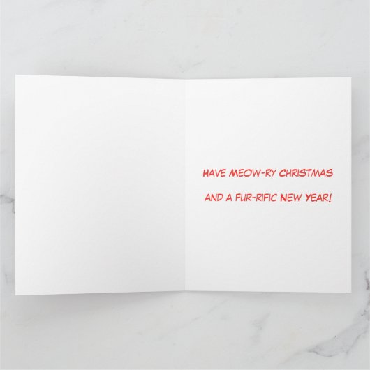 Geïllustreerde Schattigee Oranje kat en kerstboom Kaart (Binnen)