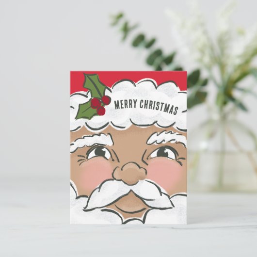Geïllustreerde Schattigee Santa Face Holiday Briefkaart (Staand voorkant)