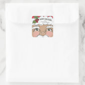 Geïllustreerde Schattigee Santa Face Holiday Vierkante Sticker (Tas)