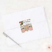 Geïllustreerde Schattigee Santa Face Holiday Vierkante Sticker (Envelop)