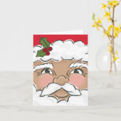 Geïllustreerde Schattigee Santa Face-vakantiefoto Kaart (Gele Bloem)