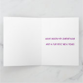 Geïllustreerde Schattigee witte kat en kerstboom Kaart (Binnen)