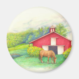 Geïllustreerde schuur met paard magneet