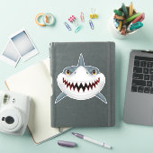Geïllustreerde Shark Custom-Cut Vinyl Sticker (iPad Cover)