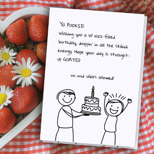 Geïllustreerde Sketch GenZ Rizz Grappige Verjaarda Kaart