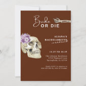 Geïllustreerde Skull Bride of Die Floral Bachelore Kaart (Voorkant)