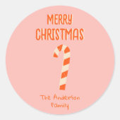  Geïllustreerde Snoep Bar Vrolijk Kerstfeest Ronde Sticker (Voorkant)