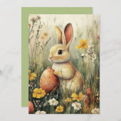 Geïllustreerde Spring Bunny Paasvakantie Kaart (Voorkant / Achterkant)