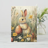 Geïllustreerde Spring Bunny Paasvakantie Kaart (Staand voorkant)