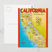 Geïllustreerde staat Californië Briefkaart (Voorkant / Achterkant)