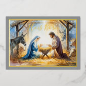 Geïllustreerde stijl kerststal vakantie Kaart (Voorkant)