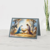 Geïllustreerde stijl kerststal vakantie Kaart (Voorkant)