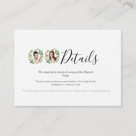 Geïllustreerde strandbruiloft Details kaart (Voorkant)