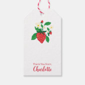 Geïllustreerde Strawberry en Bloementuin Feestje Cadeaulabel (Voorkant)