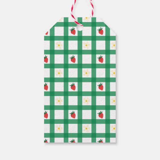 Geïllustreerde Strawberry en Bloementuin Feestje Cadeaulabel (Achterkant)