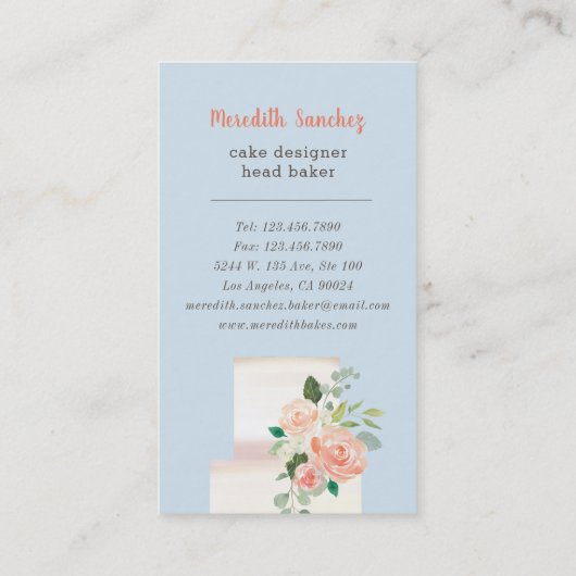 Geïllustreerde Taart Ontwerper Wedding Events Plan Visitekaartje (Achterkant)