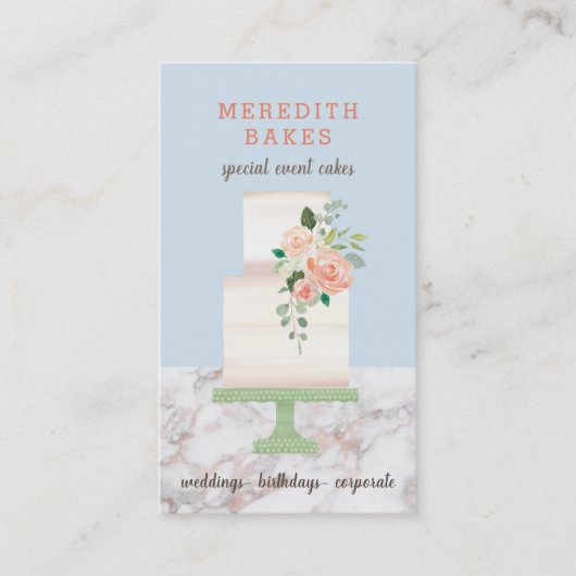 Geïllustreerde Taart Ontwerper Wedding Events Plan Visitekaartje (Voorkant)