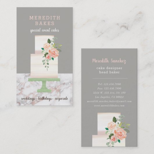 Geïllustreerde Taart Ontwerper Wedding Events Plan Visitekaartje (Voorkant / Achterkant)