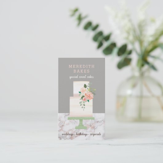 Geïllustreerde Taart Ontwerper Wedding Events Plan Visitekaartje (Staand voorkant)
