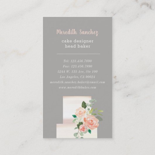 Geïllustreerde Taart Ontwerper Wedding Events Plan Visitekaartje (Achterkant)