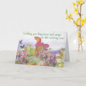 Geïllustreerde Tabby in Tuin Custom Congrats Kaart (Gele Bloem)