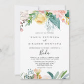 Geïllustreerde tropische bloemen Spaanse bruiloft Kaart (Voorkant)