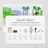 Geïllustreerde Tropische Huwelijks Tijdschema Uitn Kaart (Voorkant / Achterkant)