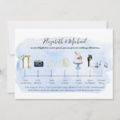 Geïllustreerde Tropische Strand Bruiloft Tijdschem Kaart (Voorkant)