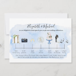 Geïllustreerde Tropische Strand Bruiloft Tijdschem Kaart