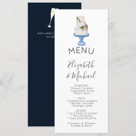 Geïllustreerde trouwtaart MENU dubbelzijdig Kaart