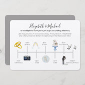 Geïllustreerde Trouwtijdlijn Uitnodiging Icoon Kra (Voorkant / Achterkant)