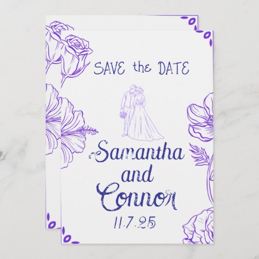 Geïllustreerde uitnodiging voor het opslaan van de (Voorkant / Achterkant)