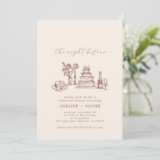 Geïllustreerde uitnodigingen voor het diner (Staand voorkant)