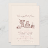 Geïllustreerde uitnodigingen voor het diner (Voorkant / Achterkant)