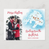 Geïllustreerde unieke Noordpool kaart Foto Kerstmi (Voorkant)