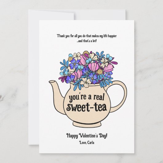 Geïllustreerde Valentijnsdag Sweet Tea Feestdagenkaart (Voorkant)