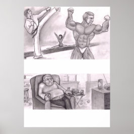 Geïllustreerde vergelijking van fysieke fitheid en poster