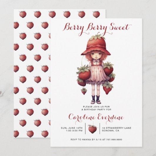 Geïllustreerde verjaardagsfeestje van Berry Sweet  Kaart (Voorkant / Achterkant)