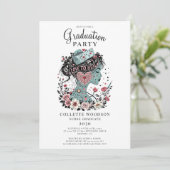 Geïllustreerde verpleegster bloemengraduatie kaart (Staand voorkant)