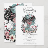 Geïllustreerde verpleegster bloemengraduatie kaart (Voorkant / Achterkant)