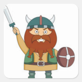 Geïllustreerde Viking Vierkante Sticker