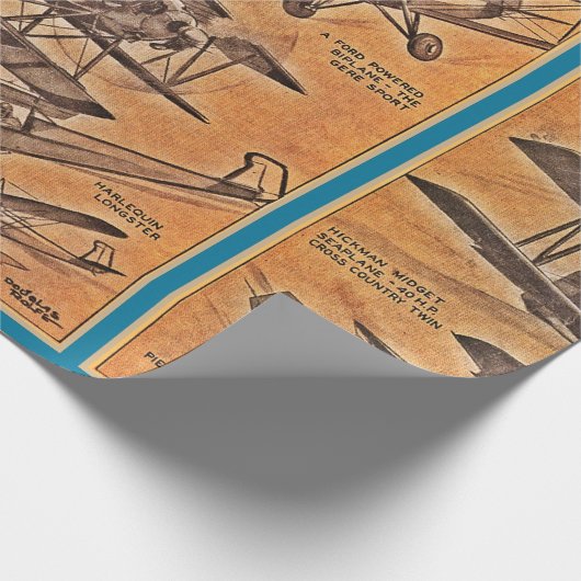  geïllustreerde vliegtuigen cadeaupapier (Hoek)