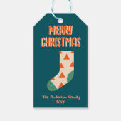  geïllustreerde vrolijke kerstwintersok cadeaulabel (Voorkant)