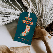 geïllustreerde vrolijke kerstwintersok cadeaulabel