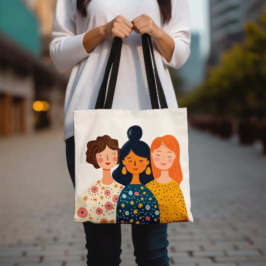 Geïllustreerde Vrouwen Vrienden Kunst Trendy Grafi Tote Bag