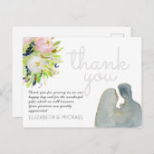 Geïllustreerde Waterverf Bloemen Dank u Bruiloft Briefkaart (Voorkant / Achterkant)