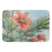 Geïllustreerde Waterverf Botanisch Sinaasappel Blo Badmat (Voorkant)