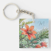 Geïllustreerde Waterverf Botanisch Sinaasappel Blo Sleutelhanger (Voorkant)