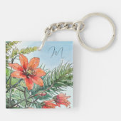 Geïllustreerde Waterverf Botanisch Sinaasappel Blo Sleutelhanger (Achterkant)