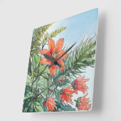 Geïllustreerde Waterverf Botanisch Sinaasappel Blo Vierkante Klok (Hoek)